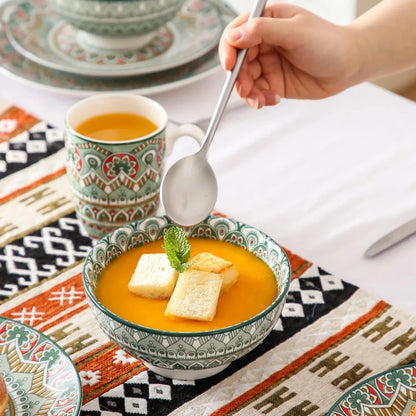16 Pc Bohemian Mandala Patterned Ceramic Tableware Set