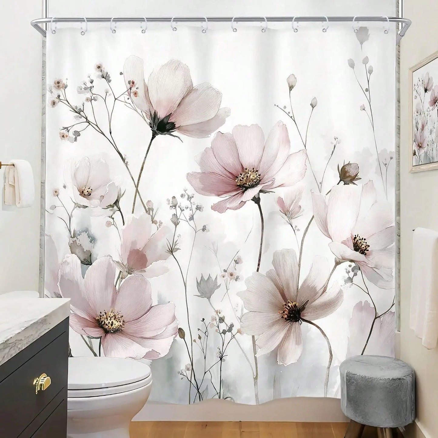 Wildflower Shower Curtain with Hooks