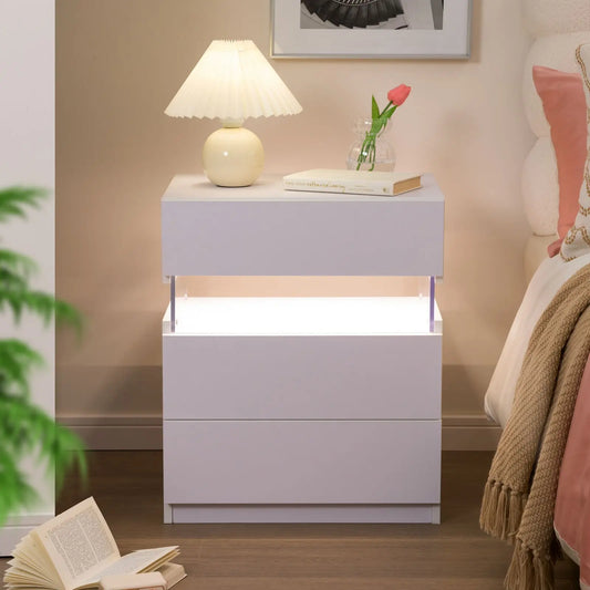 Bedside Tables Set with LED Lighting