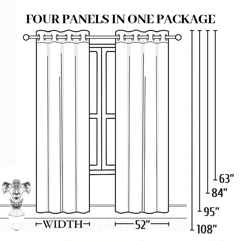 4 Panels 100% Blackout Curtains