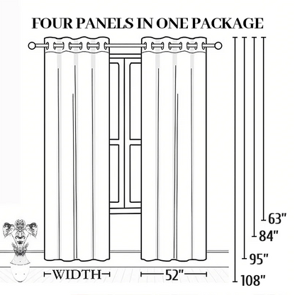 4 Panels 100% Blackout Curtains