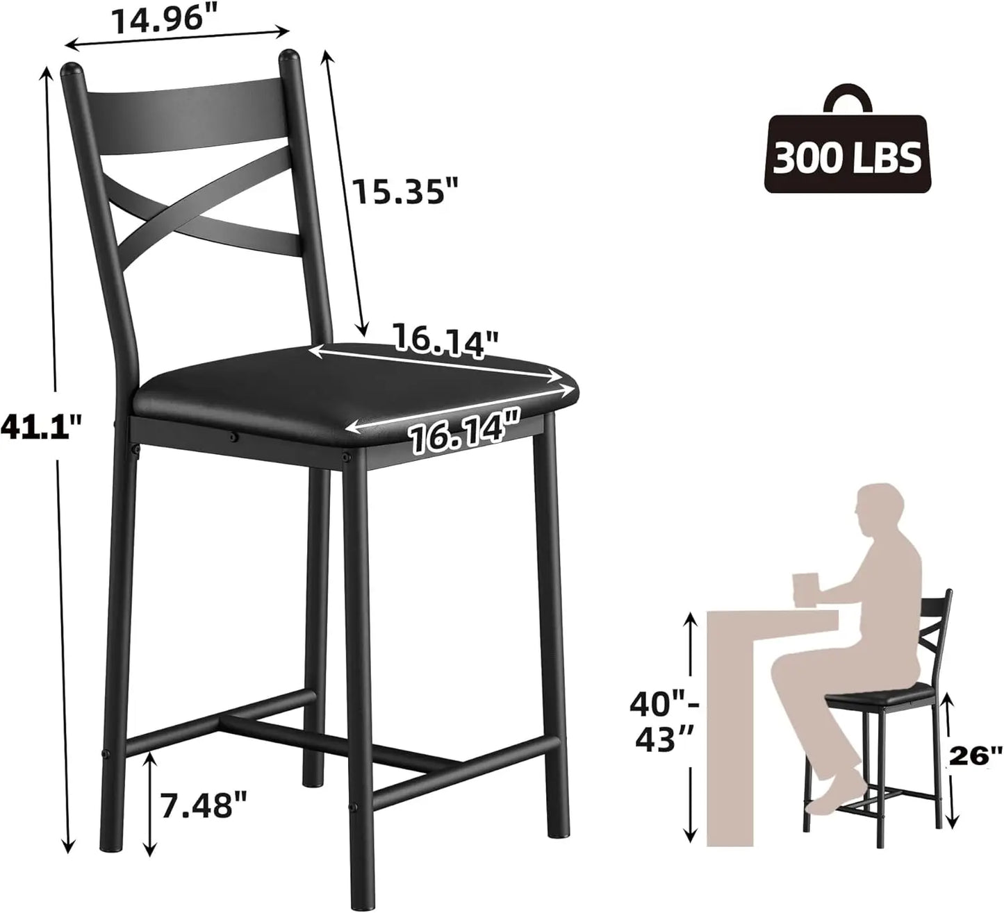 Black Bar Stools Set of 4