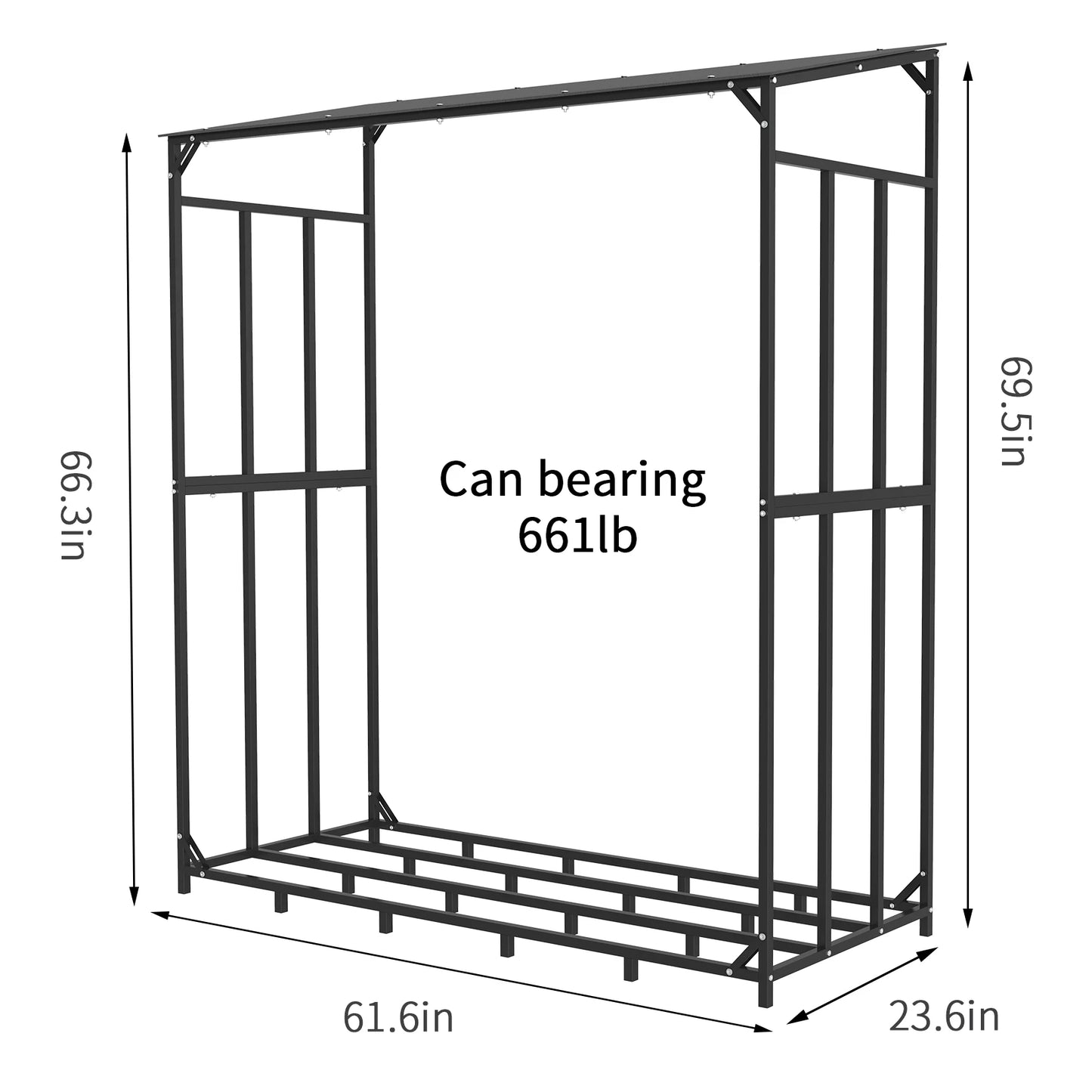 Heavy Duty Metal Firewood Rack with Top