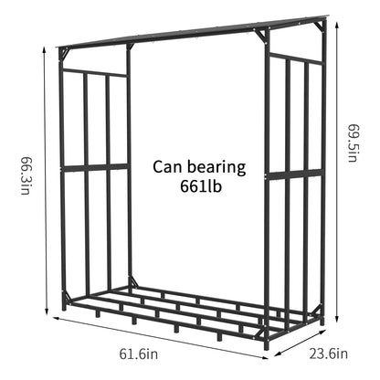 Heavy Duty Metal Firewood Rack with Top