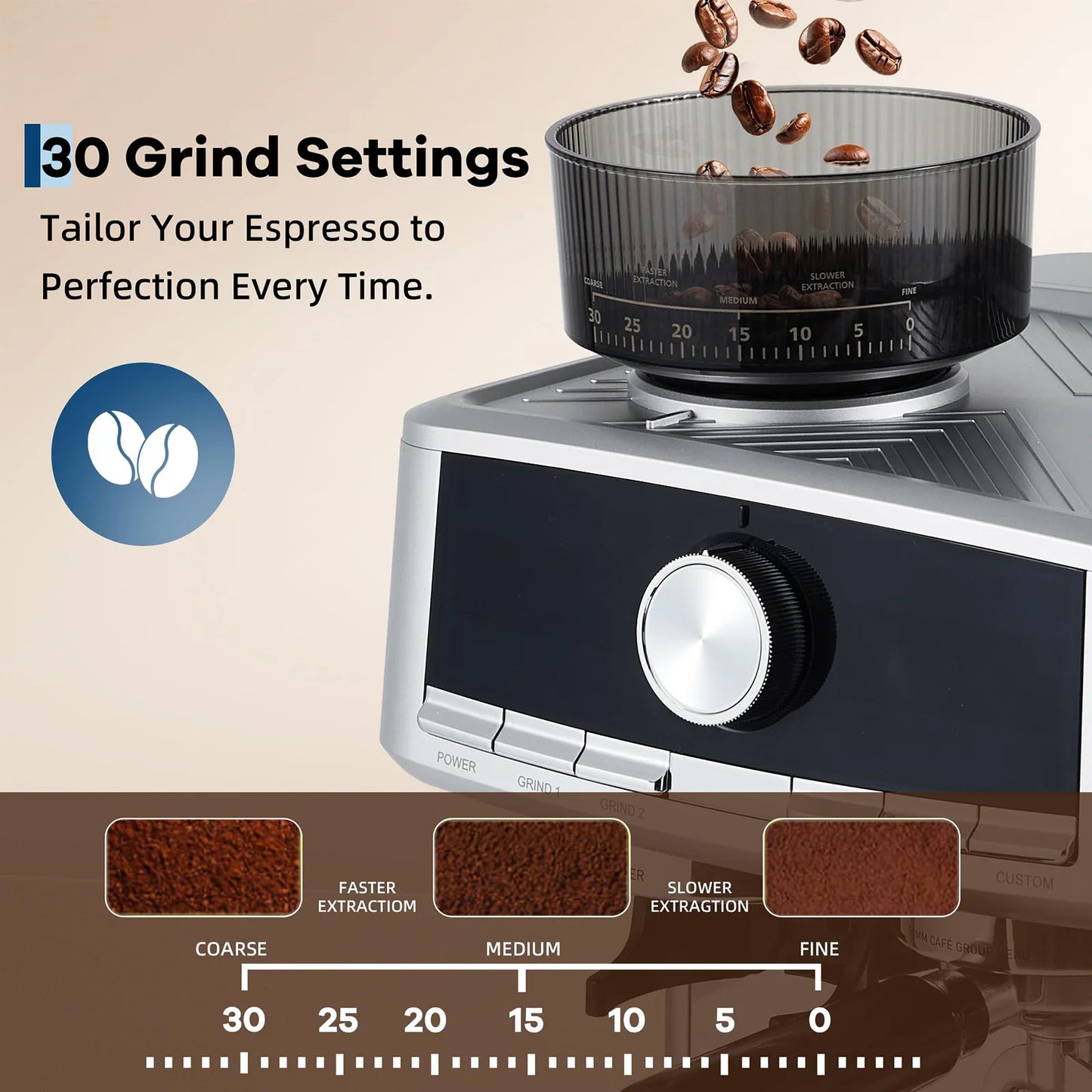 Stainless Steel Espresso Maker With Grinder