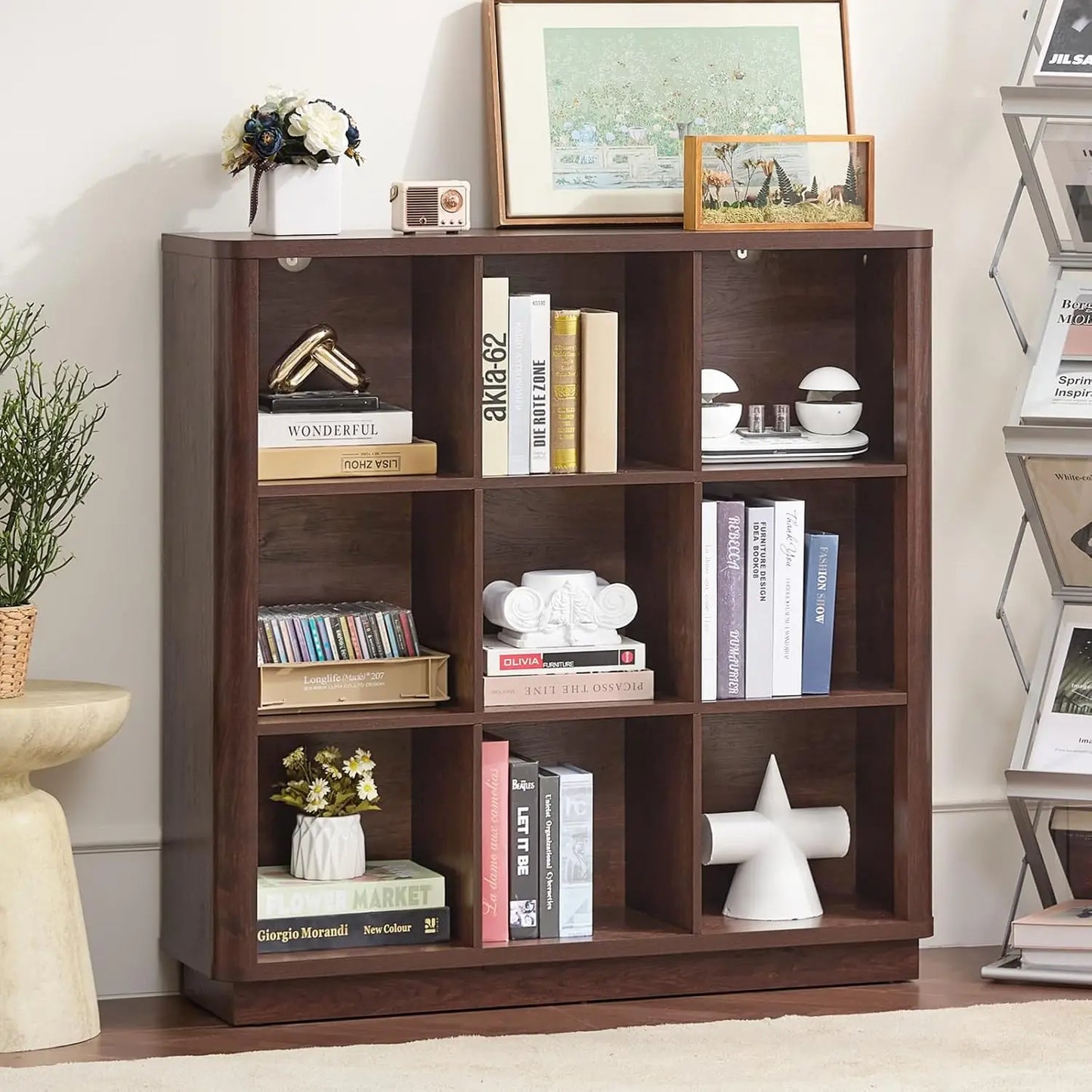 9 Cube Storage Book Shelf with Curved Edge