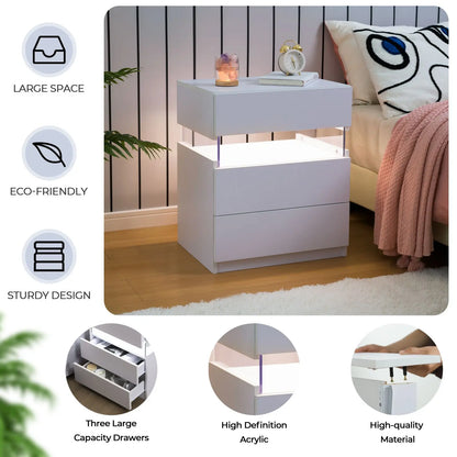 Bedside Tables Set with LED Lighting
