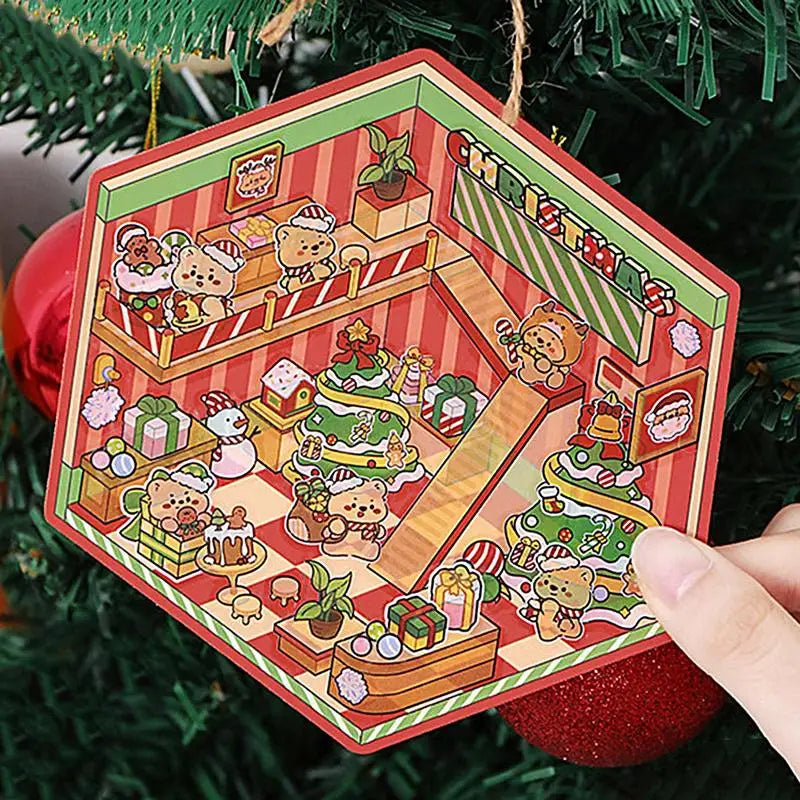 3D Christmas House Stickers Miniature