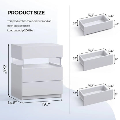 Bedside Tables Set with LED Lighting