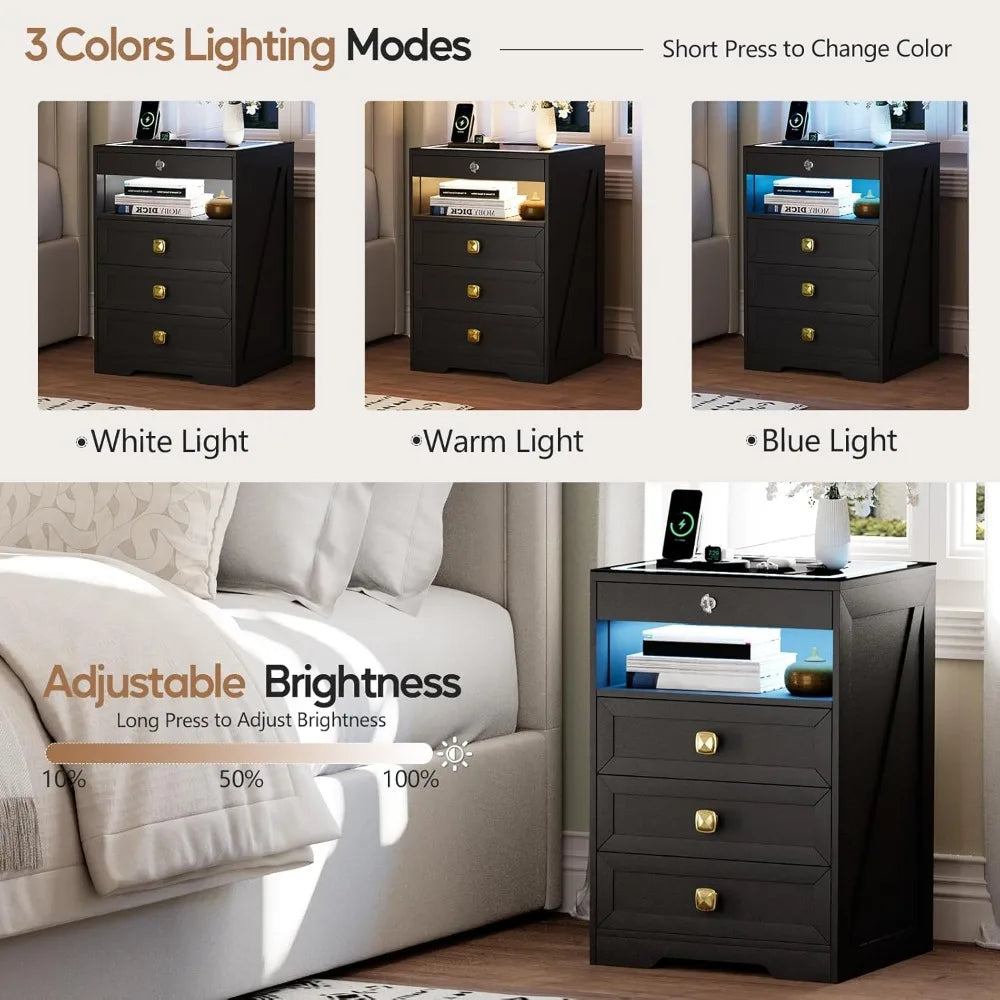 Smart Nightstand with Lockable Drawer