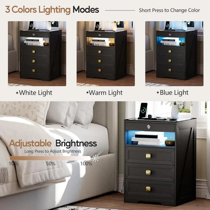 Smart Nightstand with Lockable Drawer