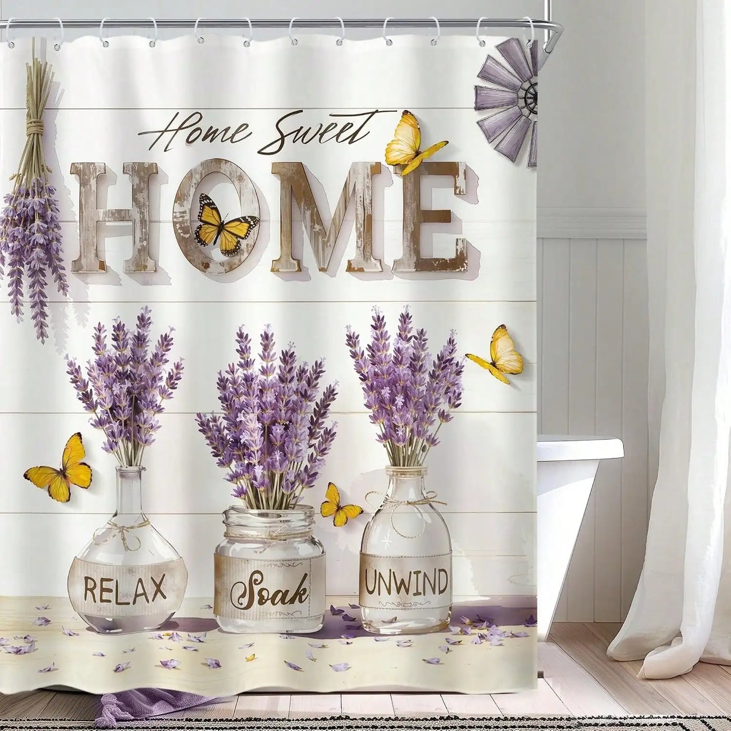 Wildflower Shower Curtain with Hooks