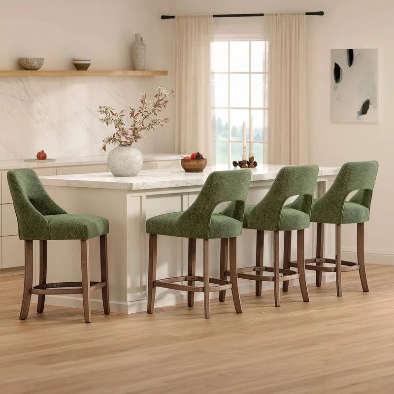 Green Upholstered Counter Stool Set