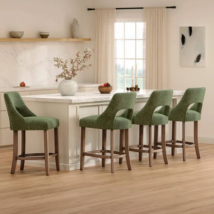 Green Upholstered Counter Stool Set
