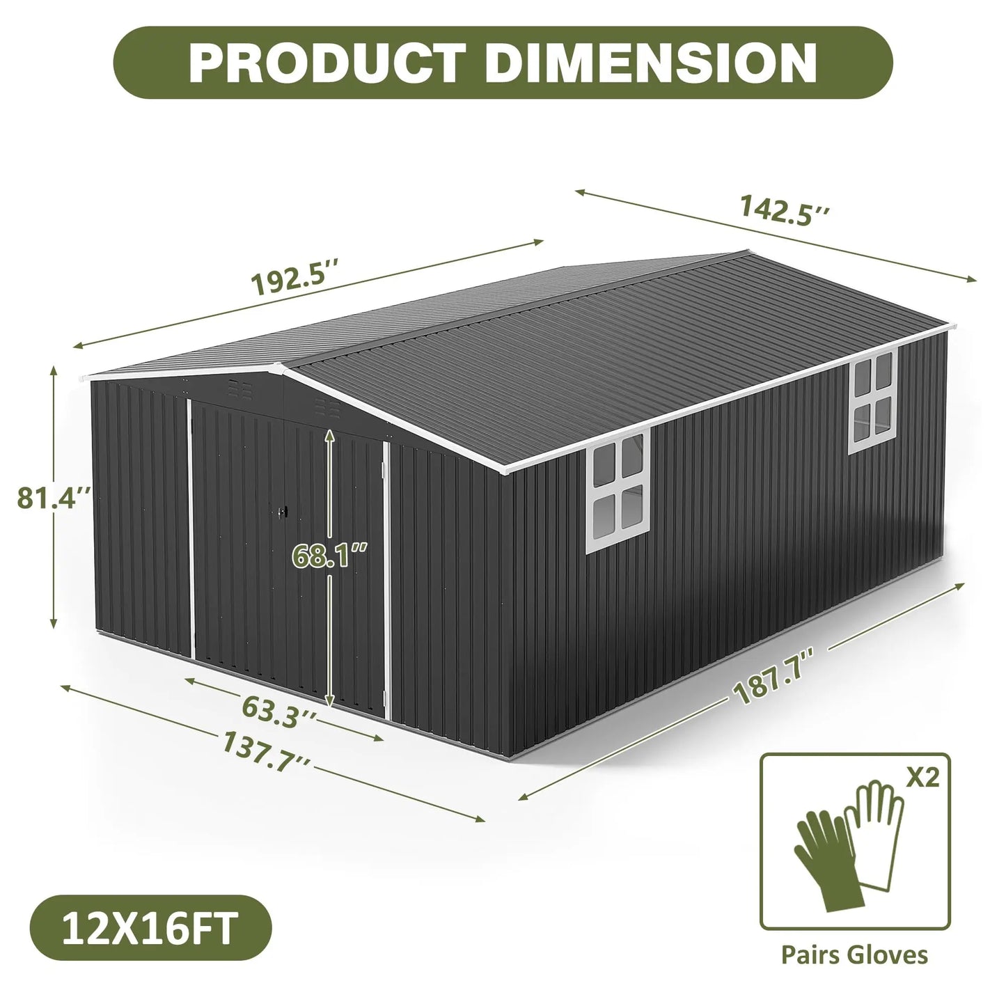 Outdoor Metal Storage Heavy-Duty Frame Shed w/ Lockable Door