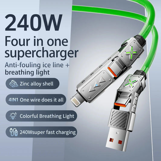 4-in-1 Super Fast Charging Data Cable for Iphone and Samsung