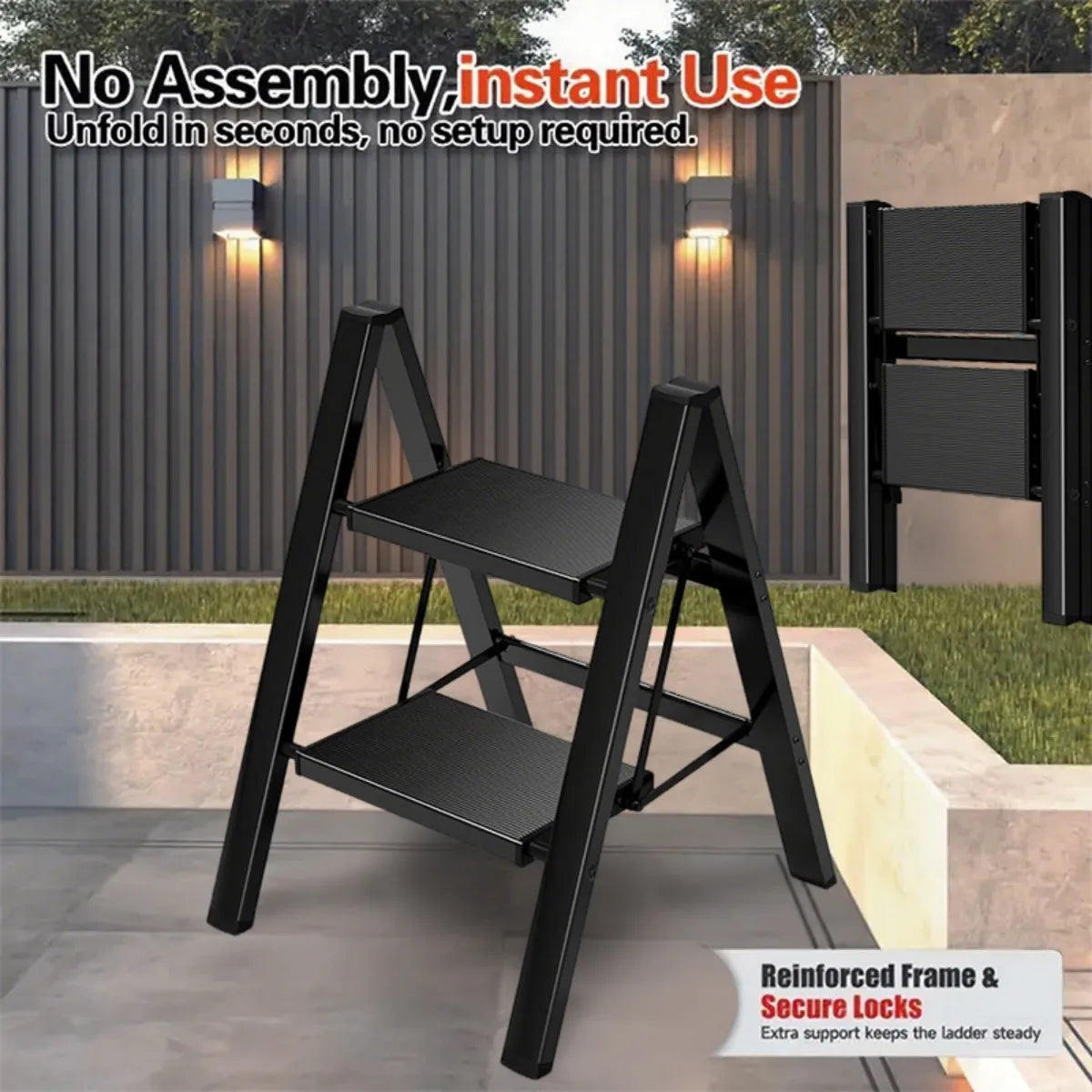 Folding Step Stool with Extra Wide Treads