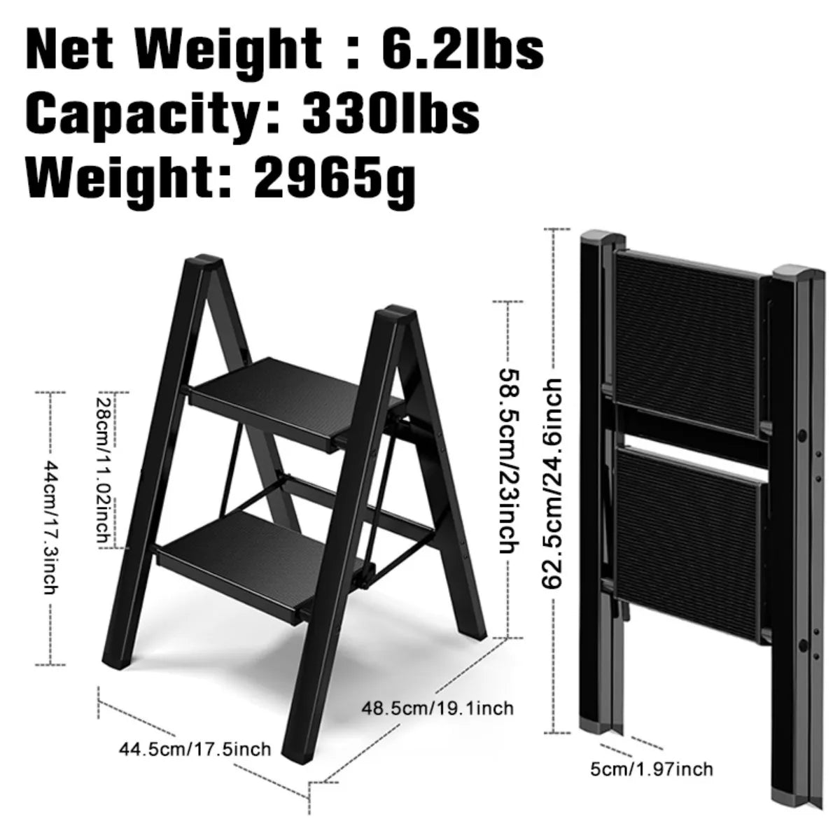 Folding Step Stool with Extra Wide Treads