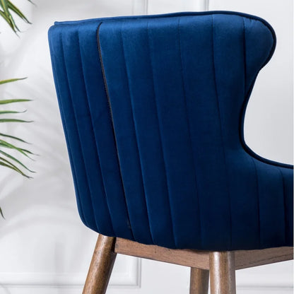 Blue Fabric Wingback Bar Stools Set of 2