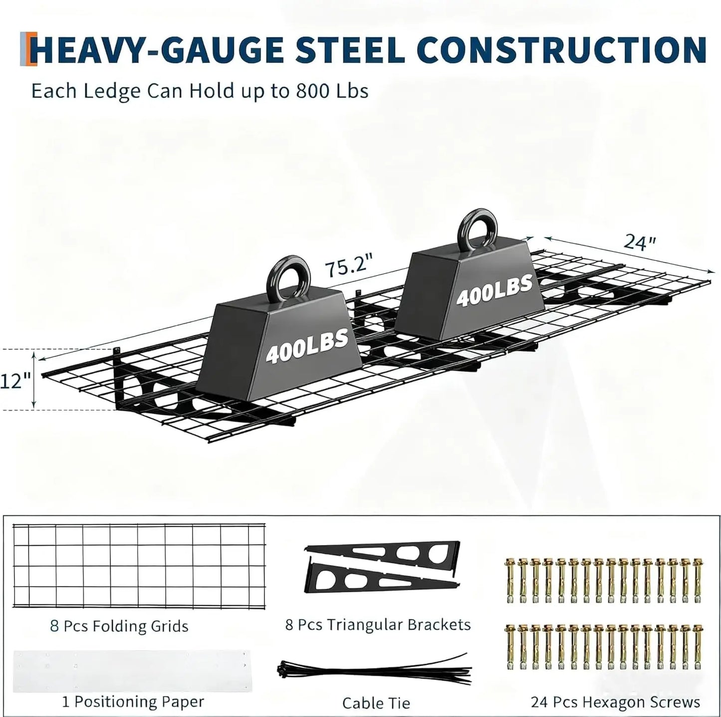 2 Pack 2x6 ft Garage Shelving Wall Mounted