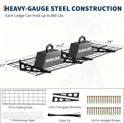 2 Pack 2x6 ft Garage Shelving Wall Mounted