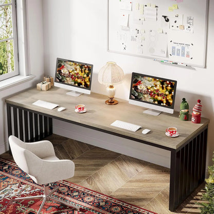 2-Person Desk with Metal Frame