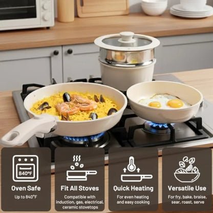 Ceramic Cookware Set with Detachable Handle