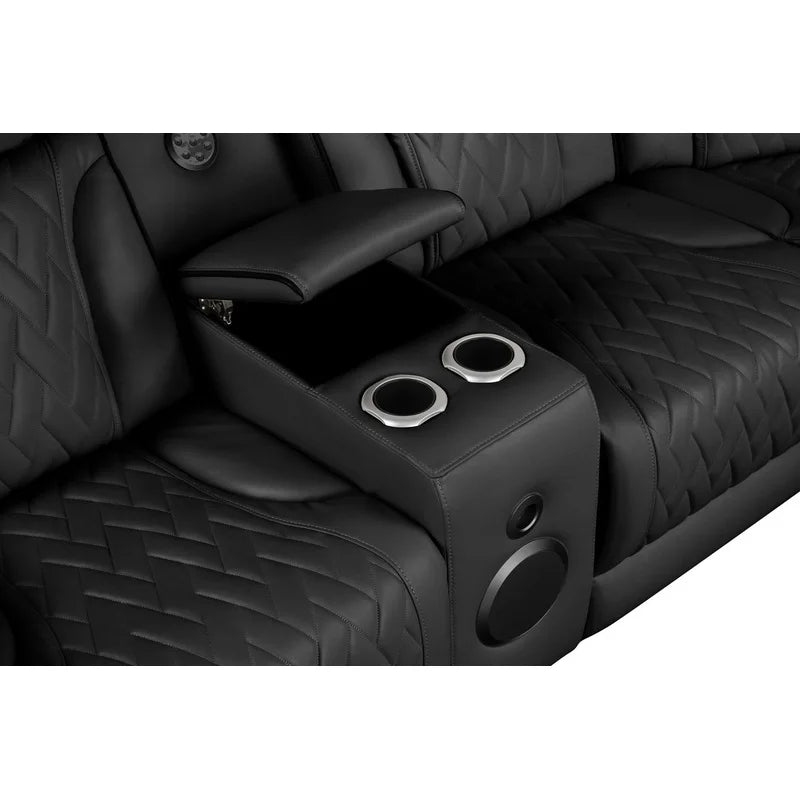 Black Leather Reclining Sectional Sofa