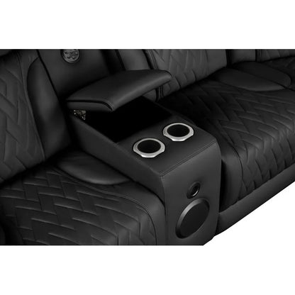 Black Leather Reclining Sectional Sofa