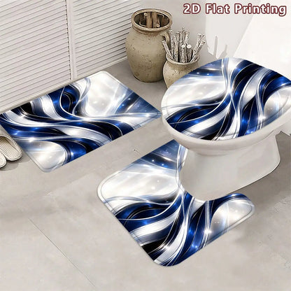 Abstract Waves Shower Curtain Set
