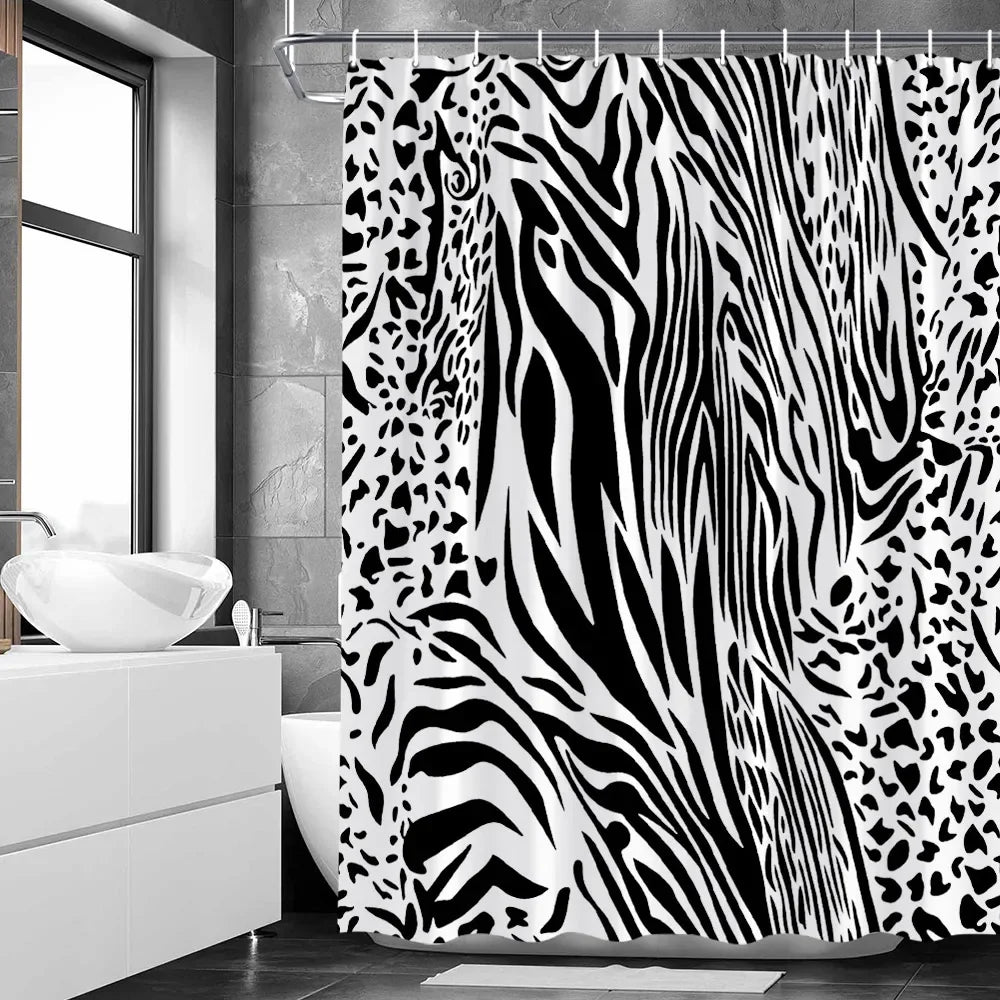 Black White Zebra Skin Printing Shower Curtain
