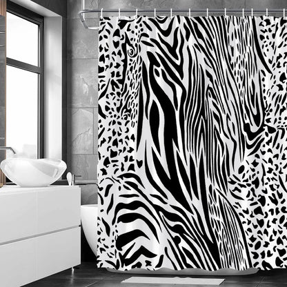 Black White Zebra Skin Printing Shower Curtain