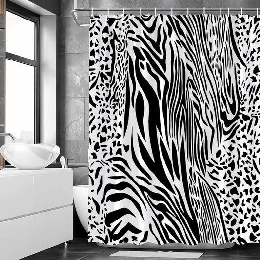 Black White Zebra Skin Printing Shower Curtain