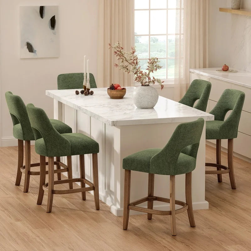 Green Upholstered Counter Stool Set