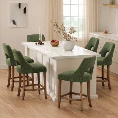 Green Upholstered Counter Stool Set