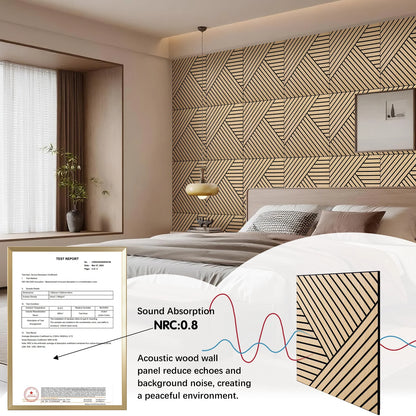 4 Packs Acoustic 3D Wood Slat Wall Panels