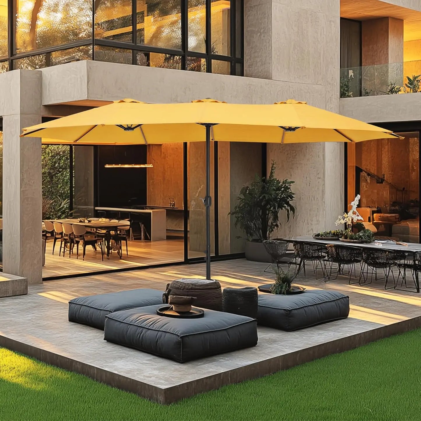 15ft Double Sided Patio Umbrella with Base