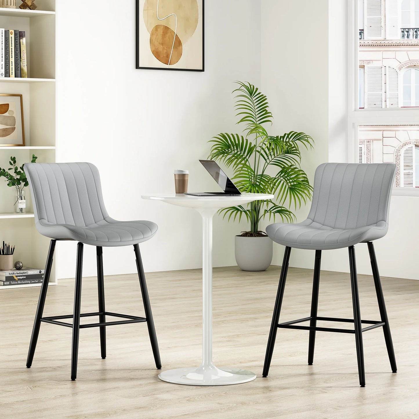 Faux Leather Counter Stools Set of 2