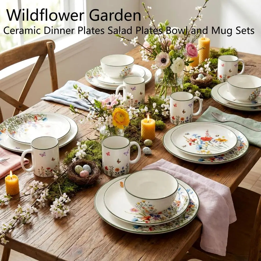 16 Pcs Wildflower Ceramic Dinnerware Set for 4