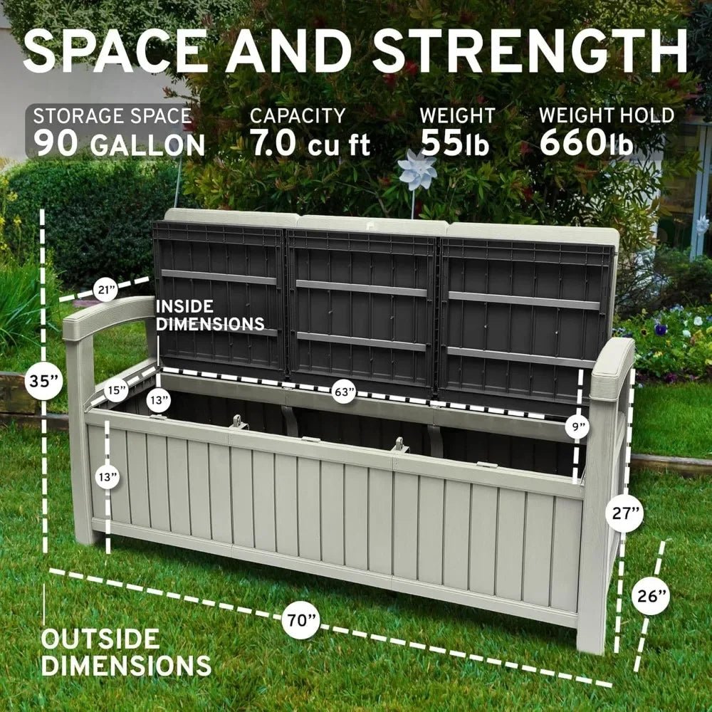 3 Seat Outdoor Storage Bench