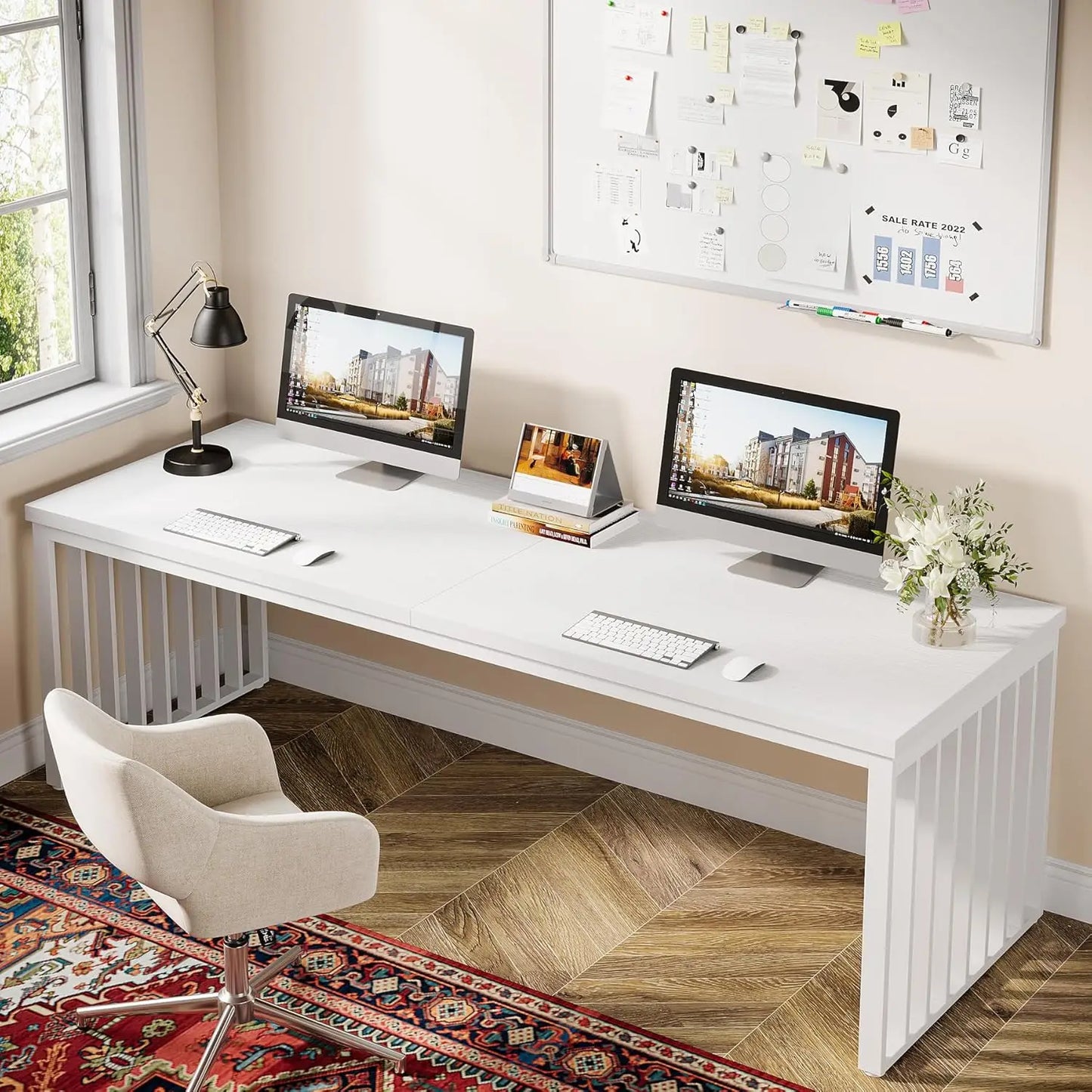 2-Person Desk with Metal Frame