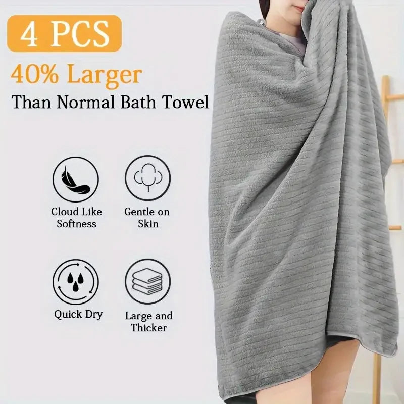 4pcs Oversized Bath Towels Set