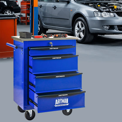 4-drawer wheeled toolbox trolley