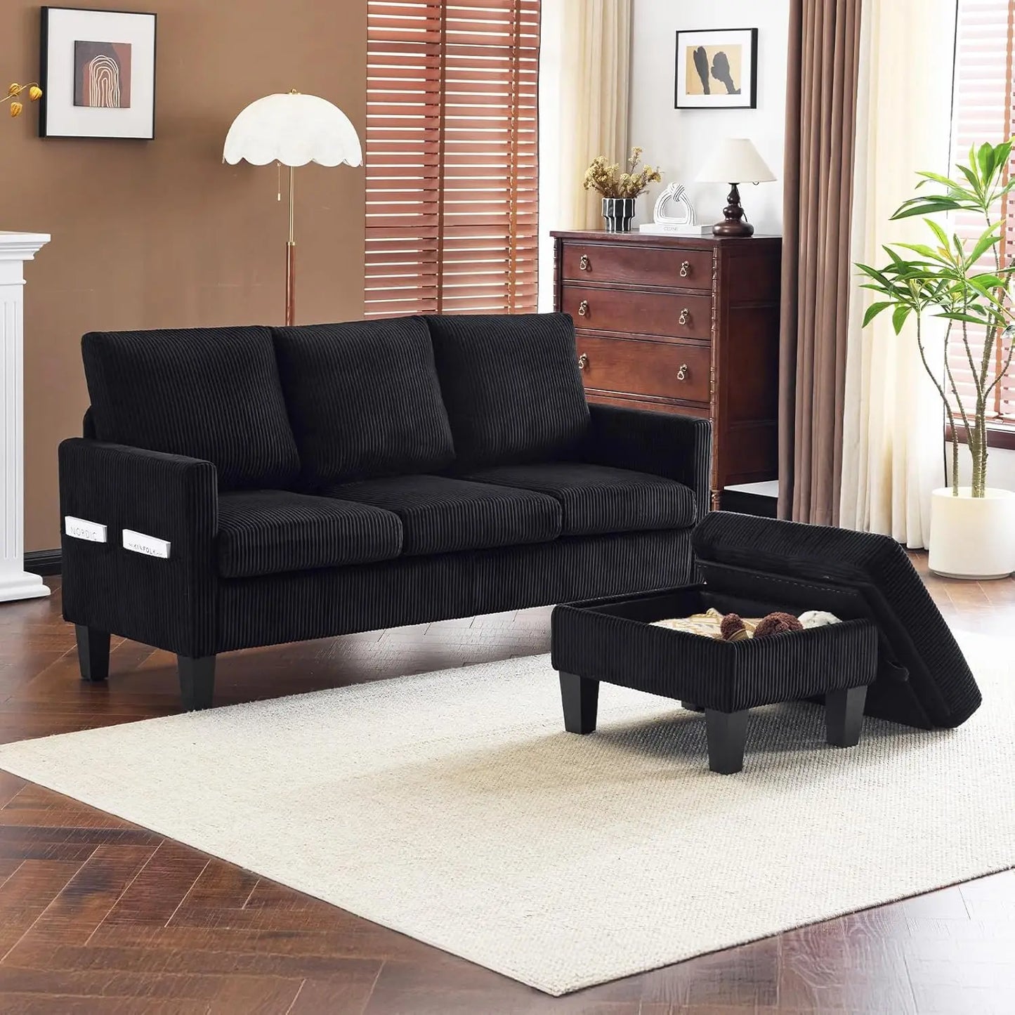 L Shaped Couch with Movable Storage