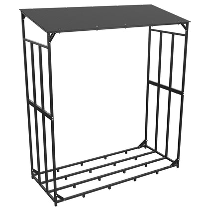 Heavy Duty Metal Firewood Rack with Top