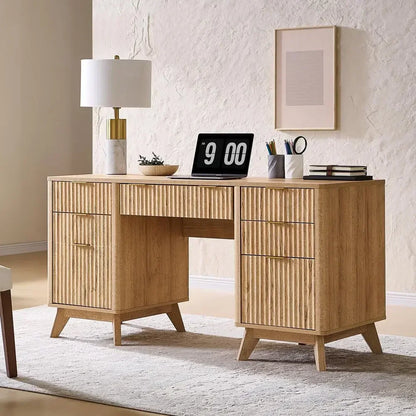 Fluted Executive Desk with Drawers