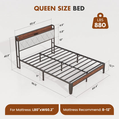 Heavy Duty Metal Bed Frame with Headboard