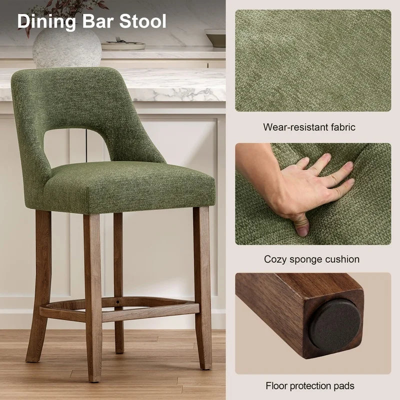 Green Upholstered Counter Stool Set