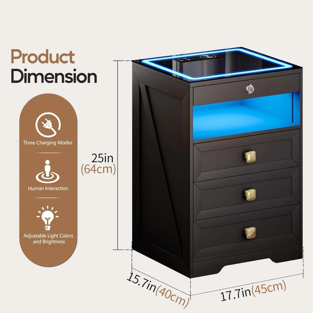 Smart Nightstand with Lockable Drawer