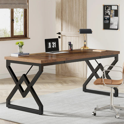 Executive Desk with Extra Thickened Tabletop & Metal Frame